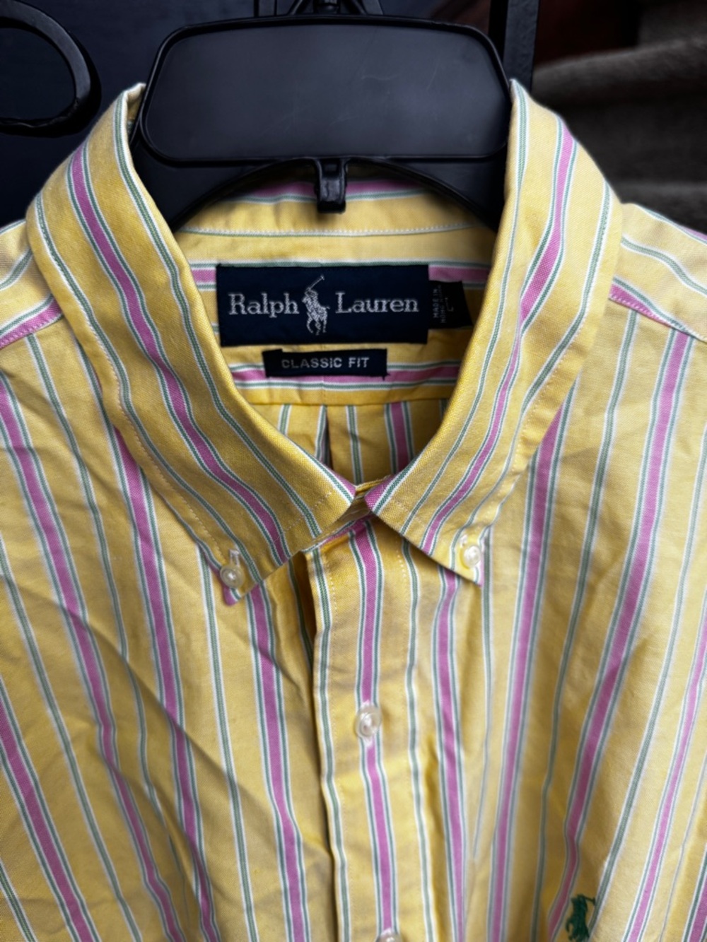 Ralph Lauren Yellow Pink Green Striped Button-Down Shirt